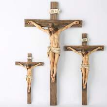 9.65 Inch Handmade Catholic Cross Wall Cross, Jesus Christ Inspirational Home Decor, Fashionable Religious Decoration, Religious Devotional Gift, Renaissance Era Sculpture - 1PC - View 8