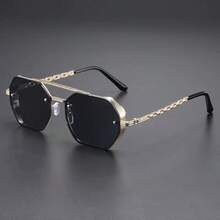 1 Cặp kính gọng đôi bằng kim loại, kiểu dáng thời trang, cá tính, thích hợp cho mùa hè, đi biển, du lịch hoặc nghỉ dưỡng. - Ombre - Xem 2