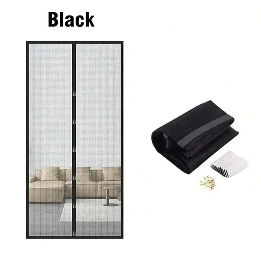 Cortinas antimosquitos para puertas, mosquitera magnética para puerta y ventana, malla de cierre automático para cocina y sala de estar - Negro - Ver 1