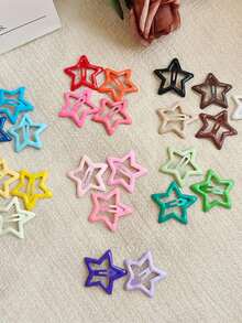 Kit Of 100 Colorful Star Hair Clips Y2K Dopamine Non-Slip For School, Parties, Summer, Beach, Creative Looks For Girls - Bộ 30 chiếc - Xem 2