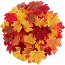 Approx. 10/100pcs Artificial Maple Leaves, Multi-Color Mixed Fake Autumn Leaves Decor, Suitable For Home Fall Decoration, Halloween, Thanksgiving, Wedding, Events, Party Craft, Tabletop Decor, Artificial Flowers And Plants - Multicolor - View 8