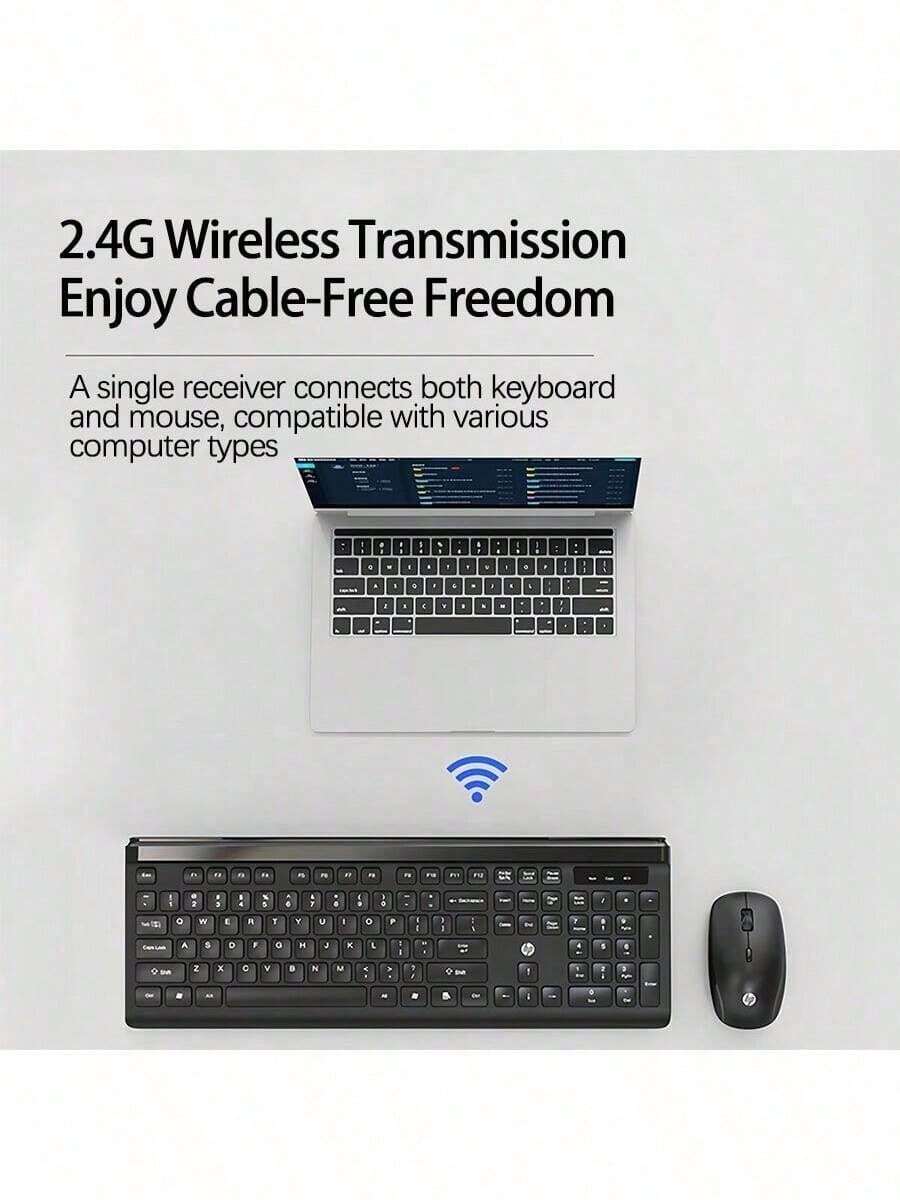 HP Mini Wireless Keyboard And Mouse Combo, Ultra-Thin Quiet, Auto Sleep, For Laptop, Desktop, Home & Office Use - View 1