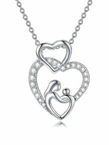 1 pieza Collar con colgante de circonita cúbica romántica como regalo del Día de San Valentín para mujeres, joyería de boda - 1# - Ver 1