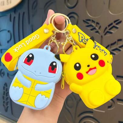 pokemon Ví đựng tiền xu dễ thương, sáng tạo, móc khóa, túi đựng đồ, mặt dây chuyền, phụ kiện trang trí túi xách, quà tặng.