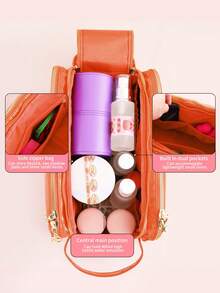 Túi đựng mỹ phẩm đa năng dành cho chuyên viên trang điểm, túi đựng đồ vệ sinh cá nhân du lịch dung tích lớn, túi đựng đồ di động bằng da PU chống thấm nước. - Nhiều màu - Xem 7