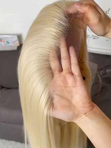 13x6 13x4 5x5HD 透明蕾丝前假发，真人发混纺，200密度，直发，预先拔毛，无胶，自然黑色蕾丝前假发，女士款 - S613 - 查看 26