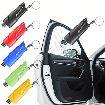 [ Multi- Function Safety Hammer]- 2in 1 Car Safety Hammer With Window Breaker& Seatbelt Cutter- Emergency Escape Tool, The Hammer Head Is Made Of Tungsten Steel, Simply Press Hard And It Will Break The Window- Safety Hammer Set Keychain