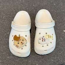 Plush Cat & Resin Fish Shoe Charms, Kawaii Mixed Material Decorations, White DIY Accessories For Women & Girls - Perfect For Hole Punch Shoes, Casual Sandals, Beach & Daily Wear, Ideal Gift For Cat Lovers - Brownish-yellow - View 3