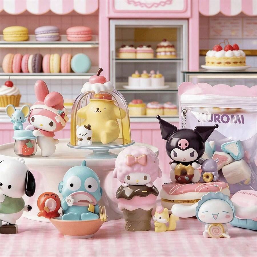 Miniso Sanrio Character Colorful Food Series Blind Box Cute Cartoon Kuromi My Melody Cinnamoroll Hangyodon Pochacco Model Anime Figurine Toy Ornament Birthday Holiday Gift (Random Delivery, 1pc) - Multicolor - View 1