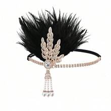 1 pieza Clip para el cabello con plumas estilo años 20 Flapper, para festival de música, fiesta del té, boda, Día de la Madre, accesorio nupcial - Ver 12
