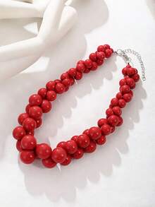 1件欧美波西米亚风塑料圆形几何串珠项链，适合夏季海滩佩戴 - 樹脂串珠多層項鍊 - 查看 12