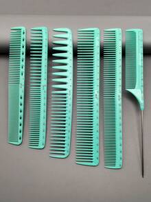 1pc/3pcs/5pcs/6pcs Heat-Resistant Durable Hair Styling Comb Set, 19 Models Available, Macaron Color With Ruler, Suitable For Long/Short Hair, Cutting, Styling, Salon/Home/Travel Use - Mint Blue - View 2