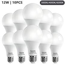Kasotile A21 LED灯泡（10个装）- 12瓦（相当于100瓦白炽灯），1100流明；可选冷白光（6000K）、自然白光（4000K）和暖白光（3000K）；节能、护眼、无频闪；E26灯头，兼容110V-240V电压；适用于卧室、客厅和办公室等室内照明场所。 - KLA-12W(white) - 查看 2
