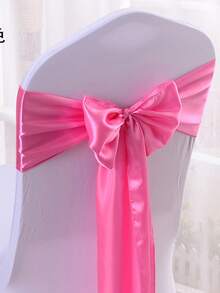 1pc Satin Ribbon Sash, Wedding Party Chair Back Decoration, Bow Tie Chair Strap - 1PC - View 6