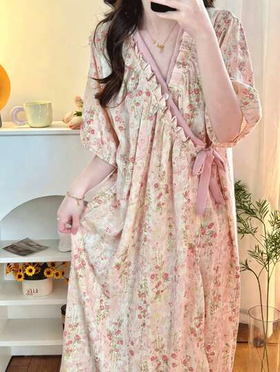 Bata de baño elegante y linda, nueva colección de primavera, casual para mujer, de corte holgado, de moda, estilo dulce estilo japonés con mangas largas, elegante ropa de dormir y de estar en casa para mujer, para primavera/verano/otoño/invierno, regalo para hija/mejor amiga/mujer, artículo esencial de viaje, accesorio para vacaciones