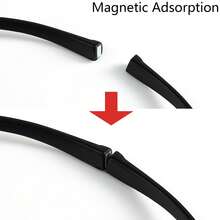 cabecade Classic Lightweight Magnetic Rectangular Reading Glasses, Suitable For Men And Women, Adjustable Temples Can Be Hung Around The Neck - clear - View 5