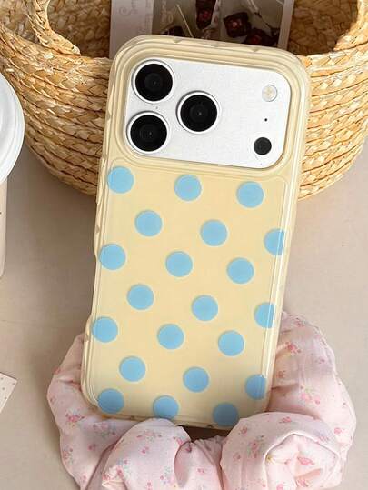 Funda de teléfono brillante de color caramelo con lunares compatible con iPhone 17 Pro Max, 17 Pro, 17, 16 Pro Max, 16 Pro, 16, 15 Pro Max, 15 Pro Max, 15 Pro, 15, 14 Pro Max, 14 Pro, 14, 13, color macarrón, resistente a golpes