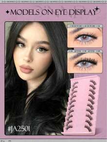 Half-Strip Transparent Cat Eye False Eyelashes, Short Soft 3D Mink-Like Natural Look Eyelashes (JA2501) Eyelash Strip, Eyelashes, False Eyelashes - Black - View 2