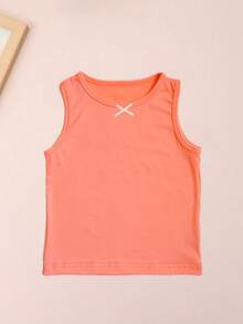 4pcs/Set Atasan Camisole Warna Permen untuk Anak Perempuan dengan Hiasan Pita, Cocok untuk Dipakai Sehari-hari di Musim Semi/Panas - MultiWarna - View 9