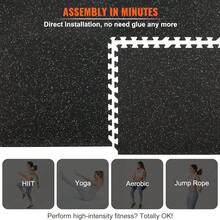 CuisinSmart 24 Tiles Interlocking Gym Floor Mats, 48 Sq Ft 0.56" Thick Rubber Top Exercise Mat For Home Gym, Protective Puzzle Foam Flooring, Non-Slip Shock Absorbent For Workout Fitness Garage - 黑藍-24塊磁磚 - 查看 6
