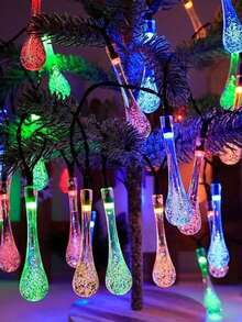 Solar Outdoor Garden Lights String,Water Drop Crystal String Lights,5M 20 Leds/7M 50 Leds 8 Modes Waterproof Fairy Light For Outdoor Patio Yard Party Holiday Christmas Tree,Home,Lawn,Wedding,Balcony,Camping Decor (Multicolor/Warm White/White) - Solar String Lights - Water Droplet Decorations - View 8