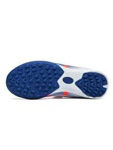 Kids' Football Shoes - Shock-Absorbing & Breathable, Comfortable & Durable, Ready For Match - Hook And Loop Strap, PU Upper, Nylon Lining, EVA Insole, Printed Pattern Design - Blue - View 4