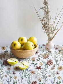 1pc Nature-Inspired Floral, Butterfly & Dragonfly Pattern Tablecloth, Square Printed Waterproof Tablecloth Suitable For Family Gatherings, Picnics, Kitchen And Dining Room Table Decor, Coffee Table Cover, Durable Tablecloth Mat, Suitable For All Seasons - Multicolor - View 4