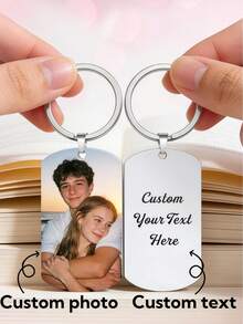 1pc Customized Colorful Military Tag Keychain, Personalized Photo Keychain, Valentine's Day Gift, Customized Keychain With Photo And Text, Suitable For Men And Women, Valentine's Day, Anniversary - Customized Color Photo Dog Tag Keychain - View 3
