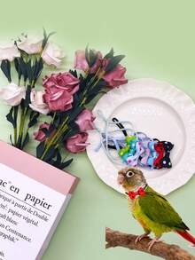 7pcs Mini Cute Limited Edition Multi-Color Polka Dot Bird Bow Ties, Elastic Adjustable Decorative Bow Ties, Parrot Decor Accessories Suitable For All Seasons, Photo Prop, Random Style Delivery - Multicolor - View 7