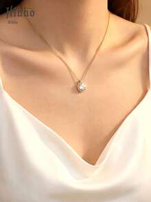 Hihho 1pc "Starlight Three Classic Styles" Luxury Zirconia Clavicle Chain | Versatile Wear, Exudes Elegance - Water Droplet Round Square - View 6