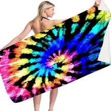1 buah Handuk Pantai/Mandi Motif Tie-Dye Laser, Serat Super Lembut, Cocok untuk Musim Panas - 1 - View 3