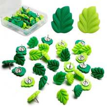 Pcs Decorative Push Pins Gre1en Leaves Flat Thumb Tacks Decorative Board Tacks For Bulletin Board, Photos Wall Maps And Other Offices Schoolssss Supplies And Accessories… - Gre1en Leaf - View 1