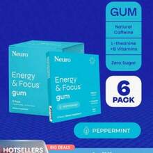 Neuro Energy Caffeine Gum/Mints For Energy & Focus - Sugar-Free With L Theanine, Caffeine, Vitamin B12 & Vitamin B6 - Peppermint Flavor - 140g - 查看 2