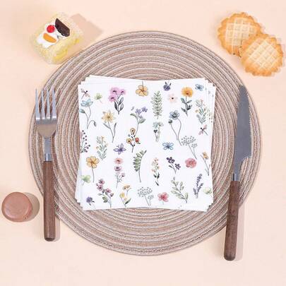 Wild Flower Theme Paper Napkins, Spring Floral Party Napkins Set, She's A Wildflower Baby Shower Party Supplies For Girls