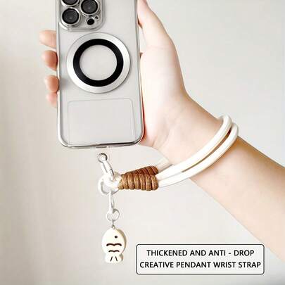 1条可爱猫咪造型腕带手机挂绳，防丢绳，适用于智能手机、钥匙链、手机配件