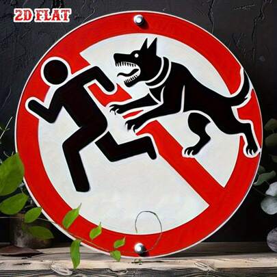 2D Flat, 1pc Radical Pet Round Iron Sign, Caution Metal Iron Plate, Warning 7.87X7.87 Inch Round Iron Sign - Escape Sign Metal Wall Decor, Home, Garage, Restaurant, Cafe Wall Decoration, 2D Flat, Holes Reserved As Size Shown