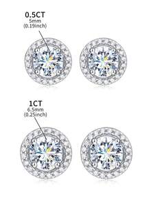 1 Đôi bông tai đính đá Moissanite tròn cắt giác 0.5-1.0 carat bằng bạc Sterling 925 - Món quà sang trọng, thanh lịch cho lễ đính hôn, đám cưới, bạn thân, sinh nhật, kỷ niệm. Trang sức cô dâu. - Bạc - Xem 6