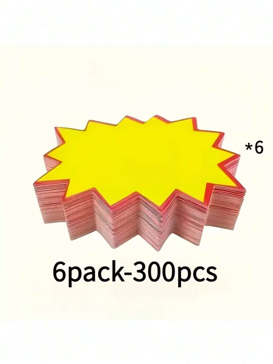 Etichete goale în formă de stea, 6,99 x 5,0 cm - 100/300 buc. etichete de preț explozive, etichete goale în formă de stea pentru comerț cu amănuntul, produse alimentare și supermarketuri - Galben - Vizualizare 1
