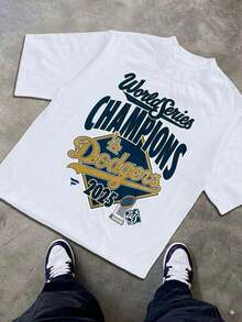 World Series Champions La Dodgers | Men's T Shirts |   Graphic T Shirts |   100 Cotton Shirts |   Super Soft | Mens Gifts |   Christmas Outfit Men | Summer Clothes | - 黑色 - 查看 5