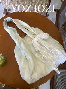 Niche Design Ins Commuting Outing Daily Shopping Chinese Style Embroidery Literary Fresh Fairy Cloth Bag, Shoulder Handbag, Underarm Large Capacity Backpack - Baby Blue - View 2