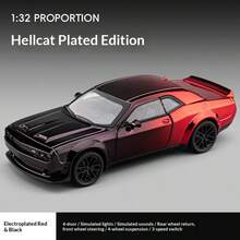1pc 1:32 Scale Collector Grade High-Quality Electroplated High-Detail Alloy Die-Cast And Rubber Hellcat Style Muscle Car Model, Modern American Muscle Car Style, Suitable For 14 Years And Above, Car Enthusiast Collection, Birthday, Holiday Gift And Home Decor - Multicolor - View 6