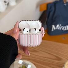 Funda transparente con rayas rosas + Funda para AirPods Pro 3/Pro 2/4/3/2, funda de auriculares de moda para mujer, funda/cubierta minimalista - Rosa - Ver 3