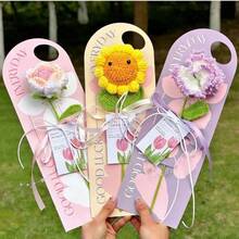 手工钩编花束礼盒，附赠贺卡 - 适合作为妇女节、母亲节、生日礼物 - 彩色 - 查看 3