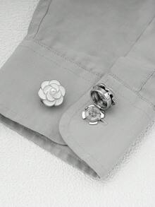 1/2/5 Stück 18mm Vintage Camellia Blumen Metall Strass Knöpfe, abnehmbare Knopfabdeckungen, Kristall Dekor Knöpfe mit Zange für Kleider, Anzüge, Hemden, Bleifarbe - Mehrfarbig - Übersicht 13