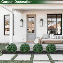 2 Pack Artificial Boxwood Topiary Ball Trees With Ground Stakes, UV Resistant Faux Green Plants For Outdoor Garden Lawn Porch Patio Decor, Realistic Round Shrub Bushes - Artificial Boxwood Tree - 查看 1