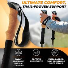 Lightweight Collapsible Carbon Fiber Hiking Poles Cork Grips Adjustable Trekking Sticks With Quick Locks Outdoor Camping - Black - View 5