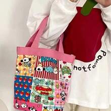 1pc Cute Cartoon Color-Blocking Handbag, Adorable Large Capacity Commuter Tote Bag, Soft And Healing Style! Foldable Portable Shopping Bag, Versatile Cute And Durable Tote Bag - Multiple Styles - View 35