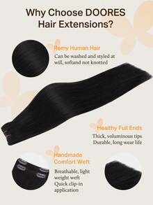 DOORES 4 piezas de extensiones de cabello con clip, cabello humano virgen 100% real, extensiones de cabello liso con doble costura, piezas de cabello invisibles y suaves para cabello fino, uso rápido en 3 minutos - S1 - Ver 5