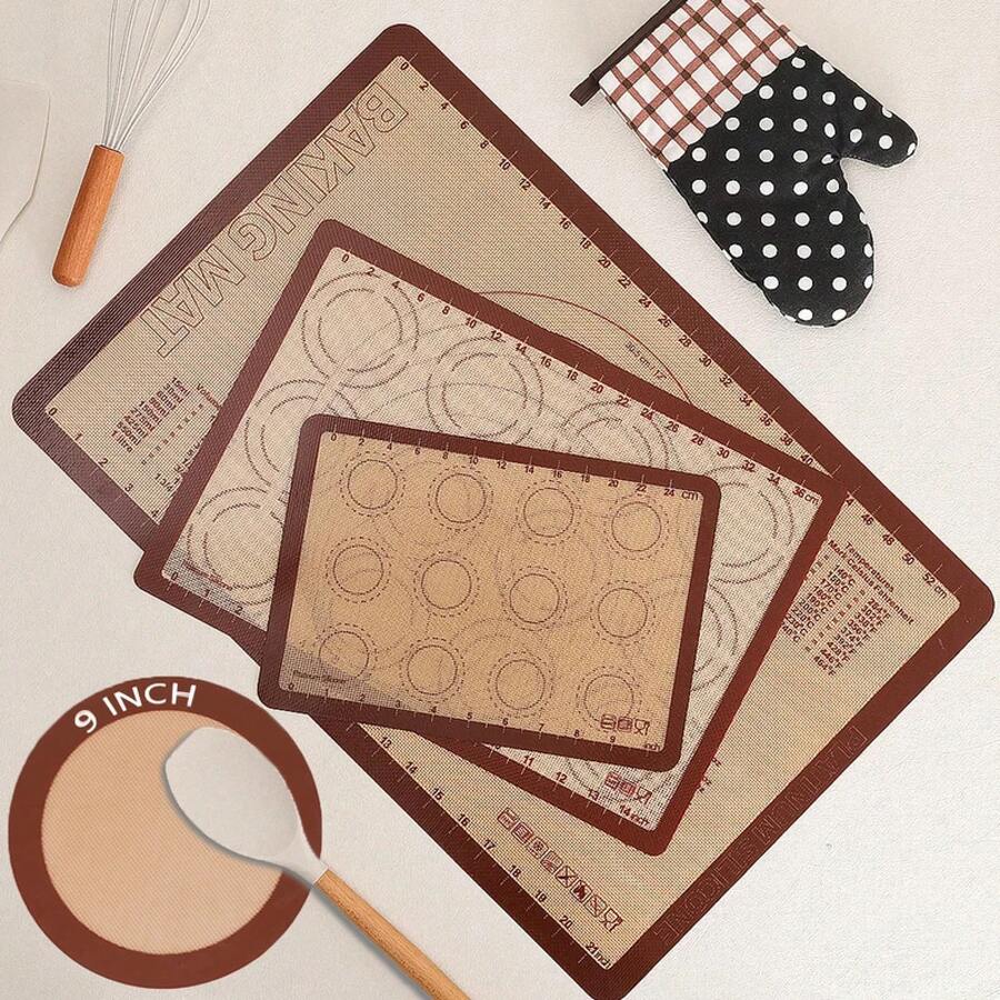 Esteras de silicona para hornear, 4 tamaños, hoja de revestimiento para horno antiadherente antideslizante reutilizable, estera de pastelería, para pizza, macarrón, galleta y pastel VCBQ - 30 x 21 cm - Ver 1