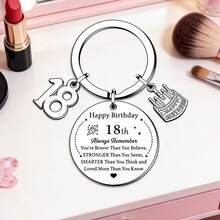 18. Geburtstag Schlüsselanhänger; 18. Geburtstags Geschenk; Geburtstagsgeschenk für 18-jährige Schwester, Tochter, Sohn. Slogan Lässig Party Süß Elegant Edelstahl Party - Silber - Übersicht 6